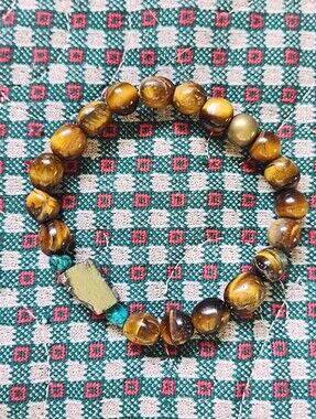 Tiger Eye and Pyrite Crystal Stretch Bracelet